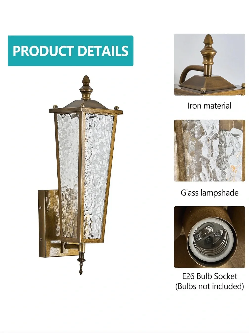 NIB BIEOCUR Outdoor Wall Lights Exterior Sconces Lanterns Vintage Gold 2 pack